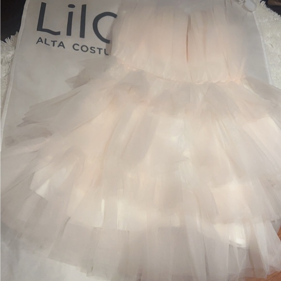 Lila Wedding Dress Bridal Gown Beaded Lace Bodice small Size Custom made - Picture 9 of 12